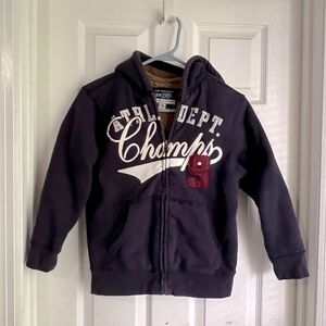 Children’s Place Navy Zip-Front Coat with Hood. Size 7-8